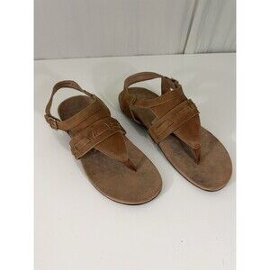 Vionic Lupe Flat Sandal Womens Size 11 Tan Leather Granola Girl Comfort Walking
